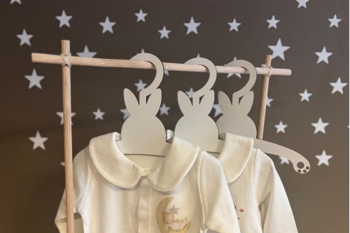 Ahşap 6'lı Tavşan Elbise Askısı