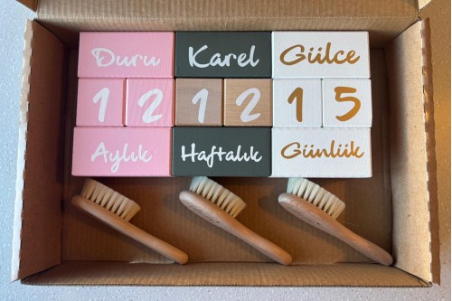 Ahşap Anı Küpleri & Fırça Seti 