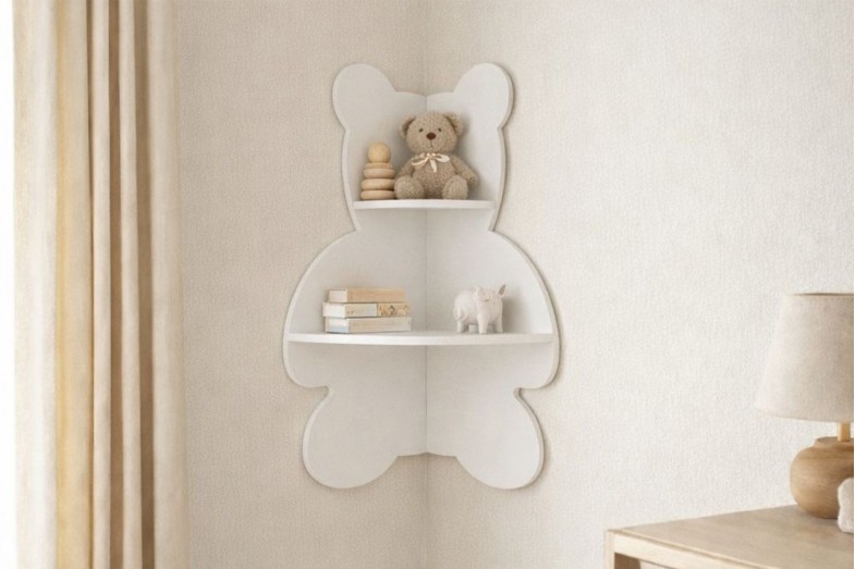 Ayıcık Beyaz Köşe Rafı