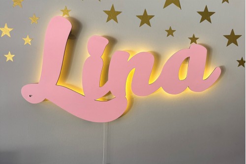 Ahşap Adına Özel Işıklı Lamba