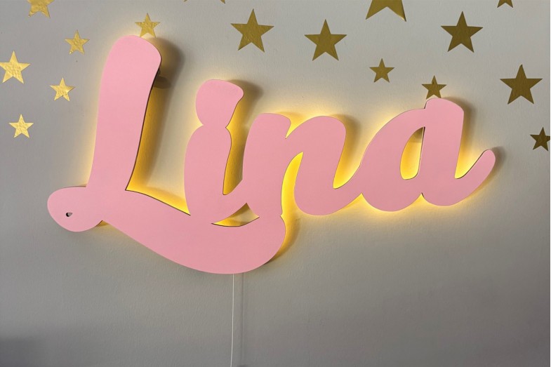 Ahşap Adına Özel Işıklı Lamba