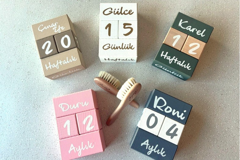 Ahşap Anı Küpleri & Fırça Seti Ahşap Anı Küpleri & Fırça Seti